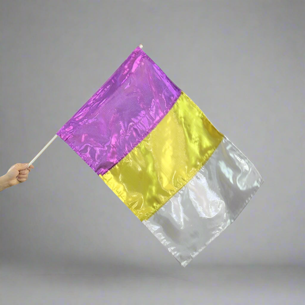 Metallic Flag with Rod - Deep Purple-Gold-Silver