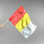 Metallic Flag with Rod - Scarlet-Gold-Silver
