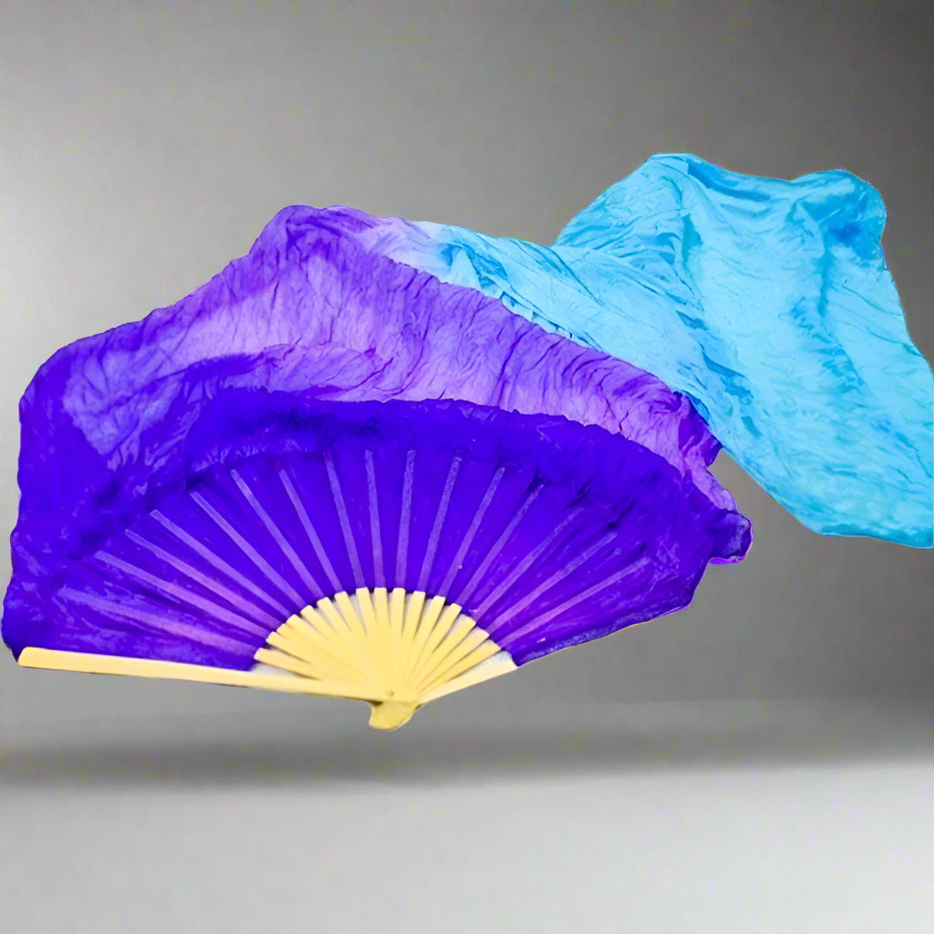 Danzcue Semi-transparent Silk Dancing Fan - Light Blue-Light Purple