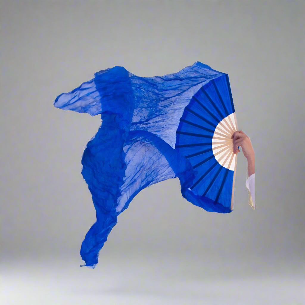 Danzcue Semi-transparent Silk Dance Fan - Bright Royal