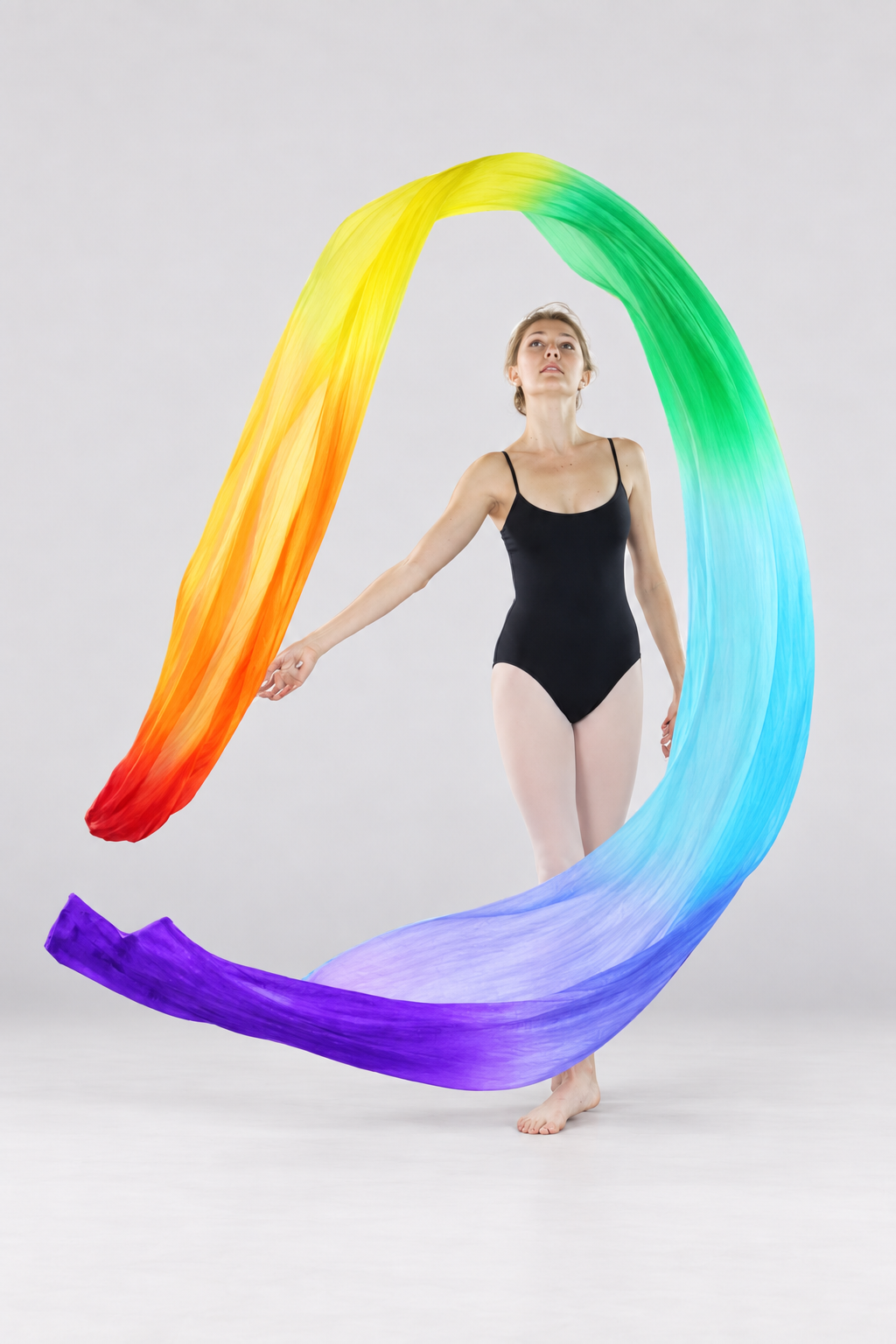 Danzcue Silk Rainbow Color Flower Streamer