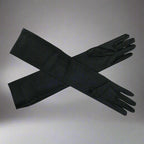 Danzcue White Long Stretch Gloves - Black