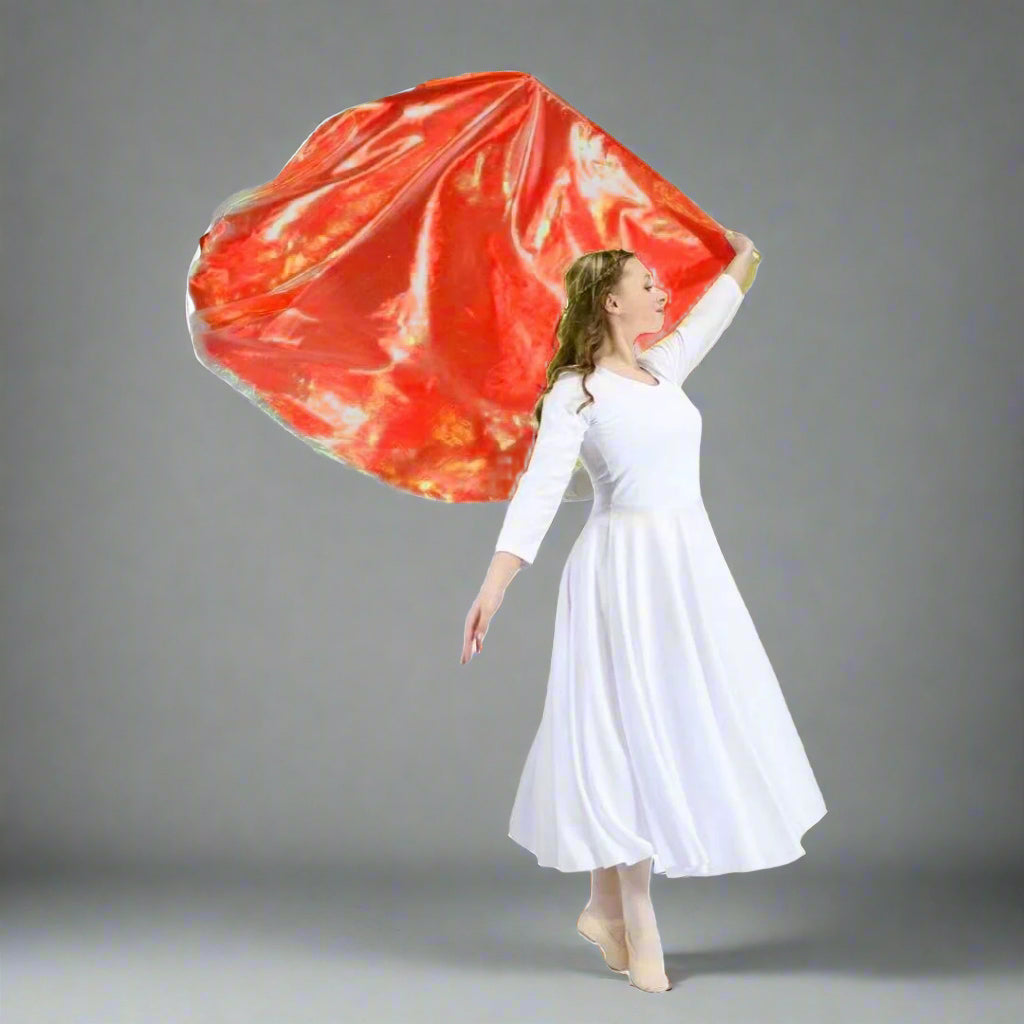 Danzcue Praise Dance Worship Flag with Rod - White-Scarlet