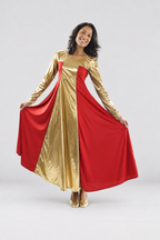 Metallic Color Block Long Sleeve Dress
