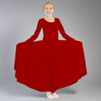 Danzcue Praise Full Length Long Sleeve Child Dance Dress - Cardinal