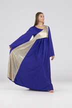 Shimmery Asymmetrical Bell Sleeve Dress
