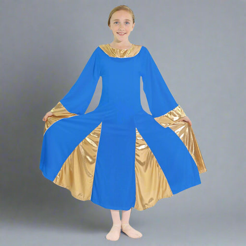 Danzcue Child Praise Robe Dress - Bright Royal-Gold