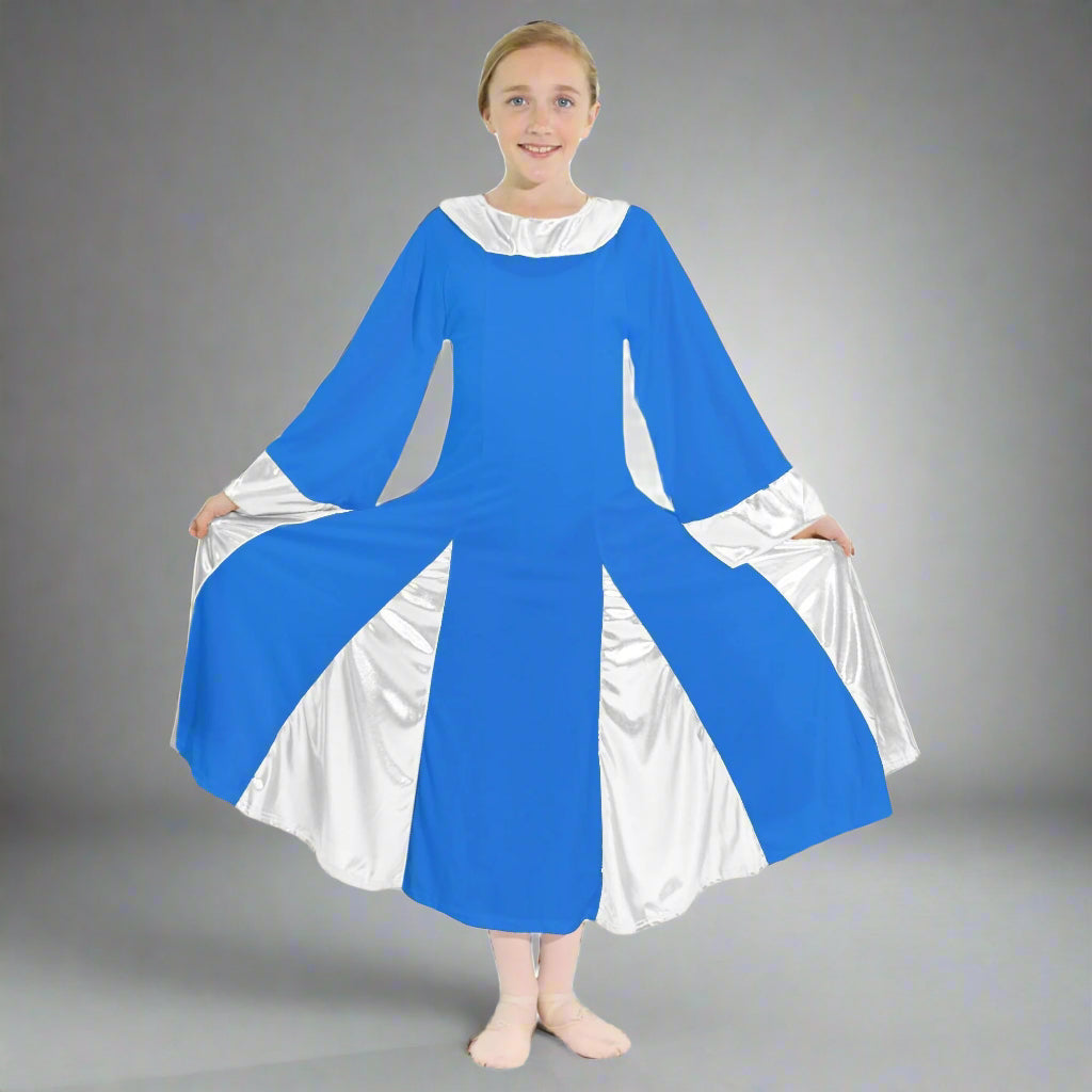 Danzcue Child Praise Robe Dress - Bright Royal-Silver
