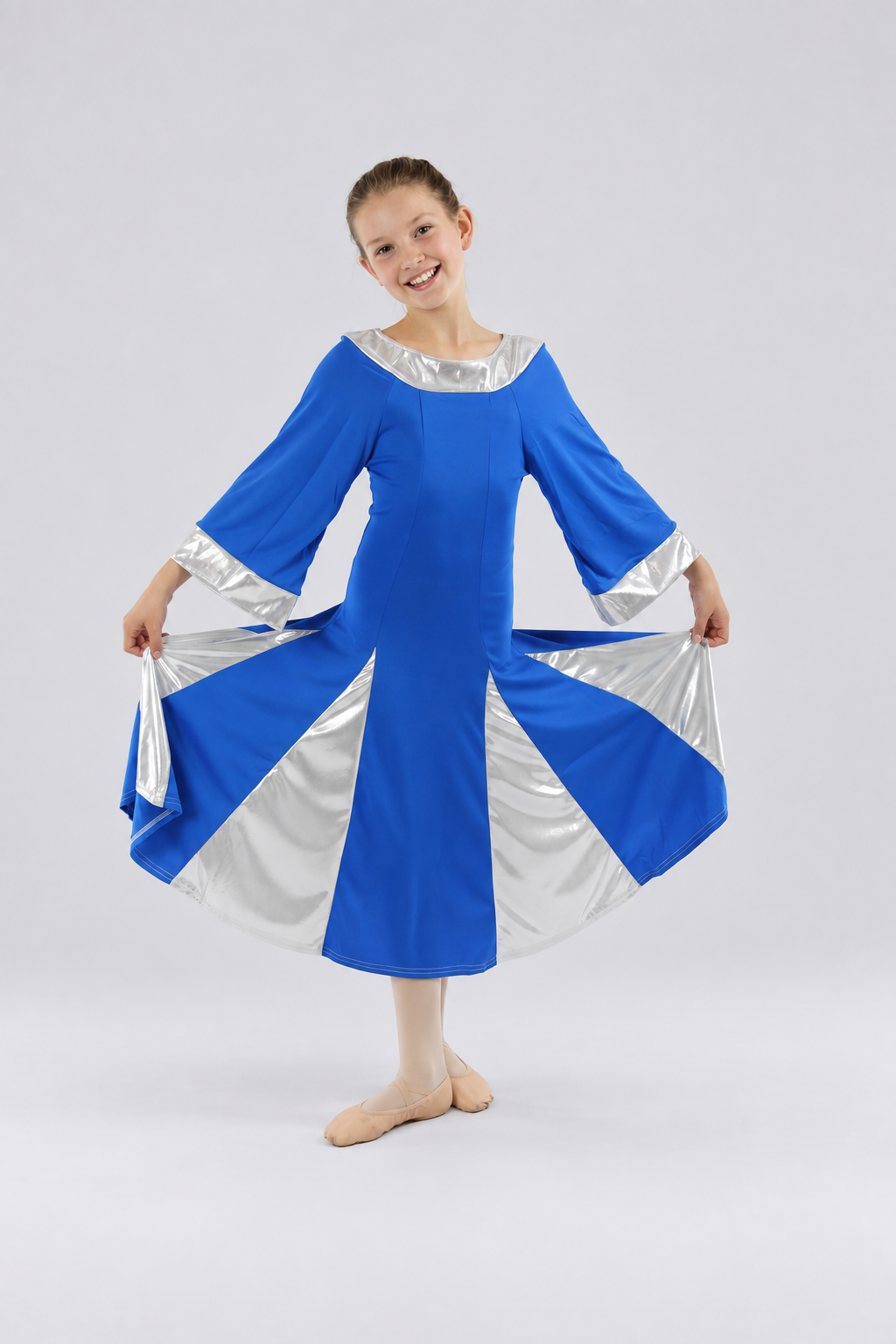 Child Metallic Inset Flared Dance Dress