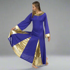Danzcue Praise Dance Robe Dress - Deep Purple-Gold