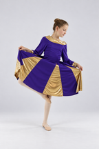 Girls' Metallic Panel Bell-Sleeve Praise Dance Dress
