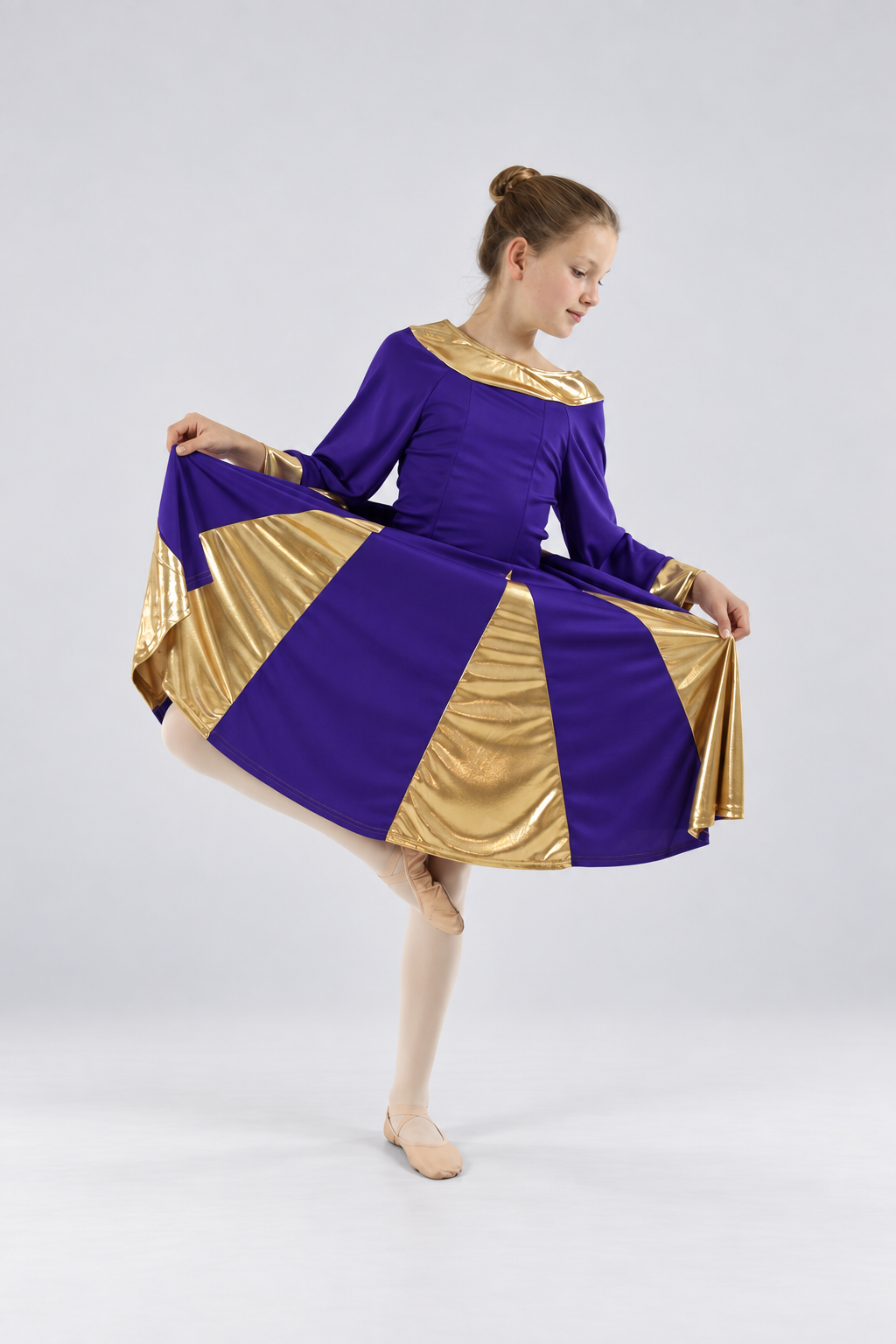 Child Metallic Inset Flared Dance Dress
