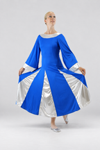 Women's Metallic Panel Bell-Sleeve Praise Dance Dress
