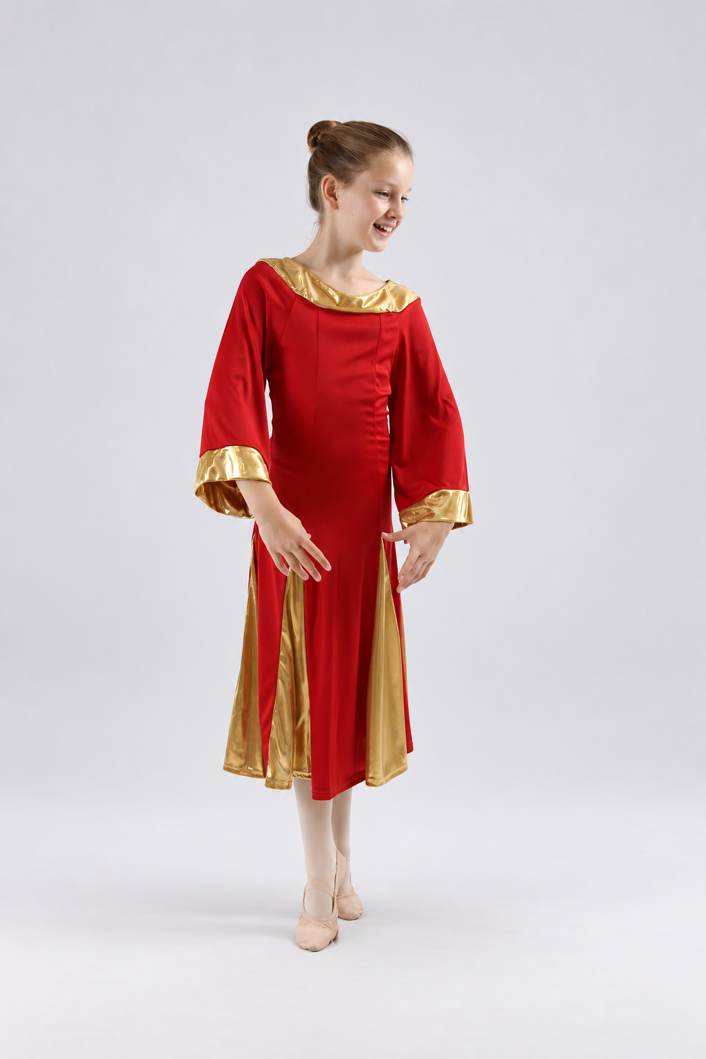 Child Metallic Inset Flared Dance Dress