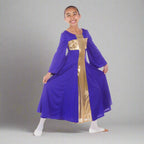 Danzcue Child Praise Cross Long Dress - Deep Purple-Gold