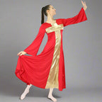 Danzcue Praise Dance Cross Long Dress - Scarlet-Gold