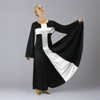 Danzcue Praise Dance Cross Long Dress - Black-Silver