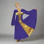 Danzcue Praise Dance Cross Long Dress - Deep Purple-Gold