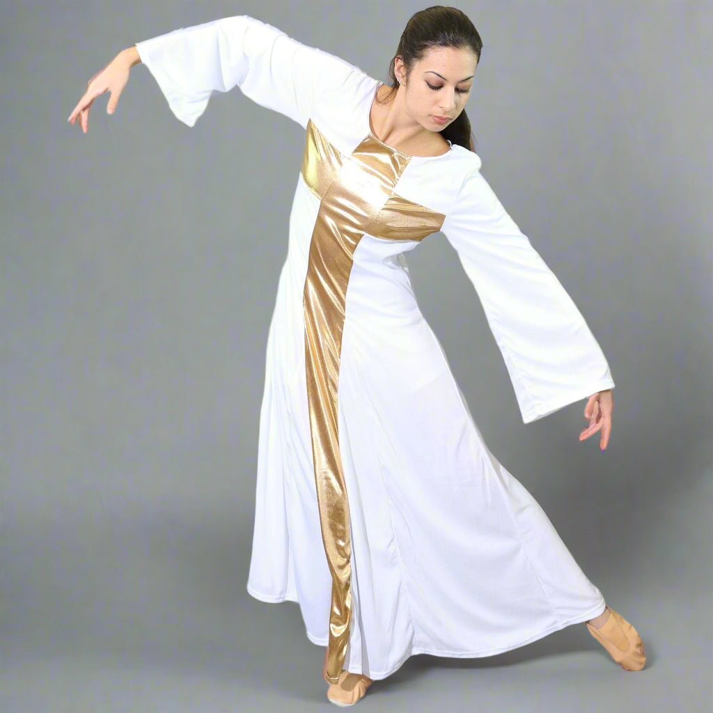 white praise dance dresses Danzcue Cross Long Dress bridgerton corset gown Color:Limited Lavender Blue Flowing chiffon panels cascade Women's Solid Color Elegant