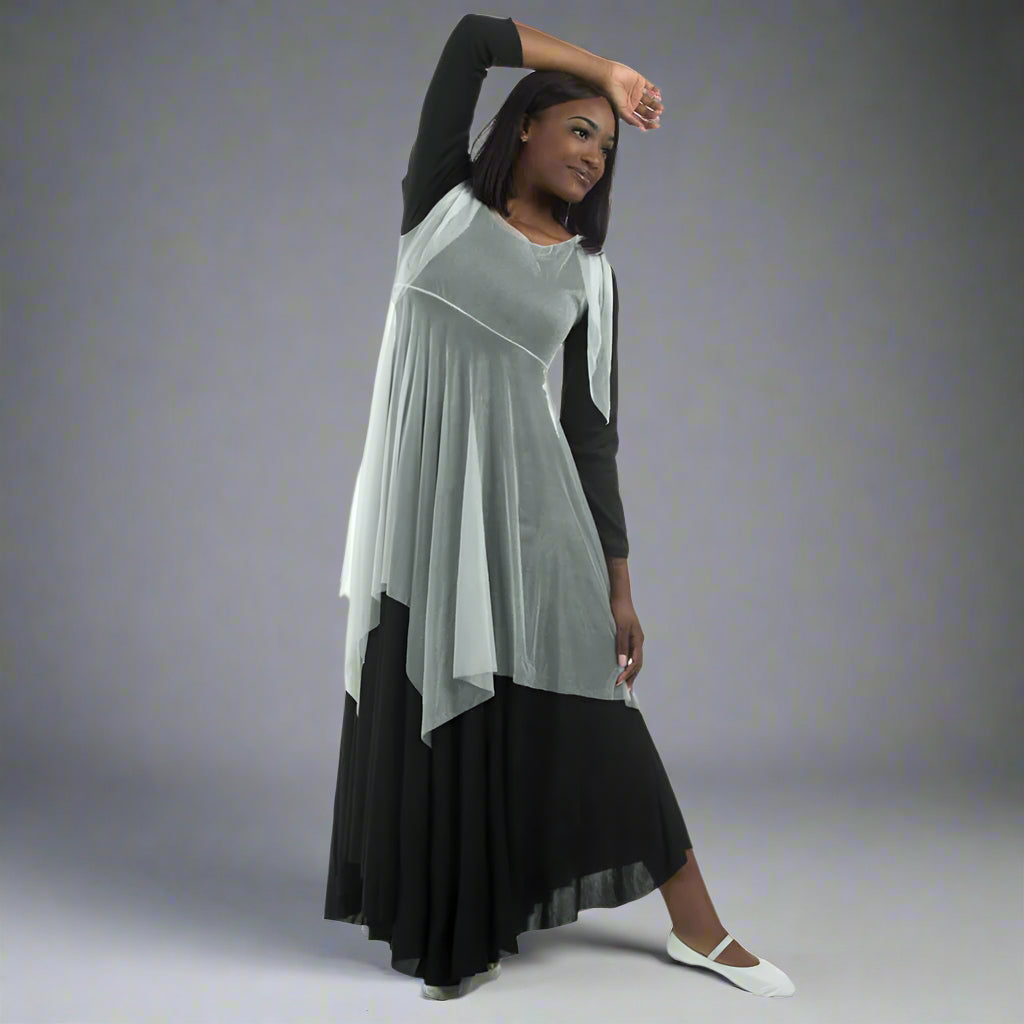 Danzcue Crepe Praise Dance Overdress (leotard not included) - White