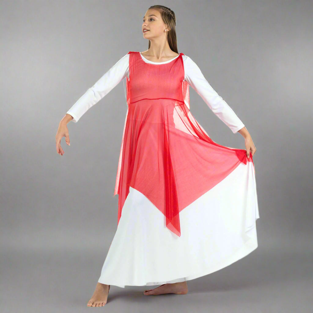 Danzcue Crepe Praise Dance Overdress (leotard not included) - Scarlet