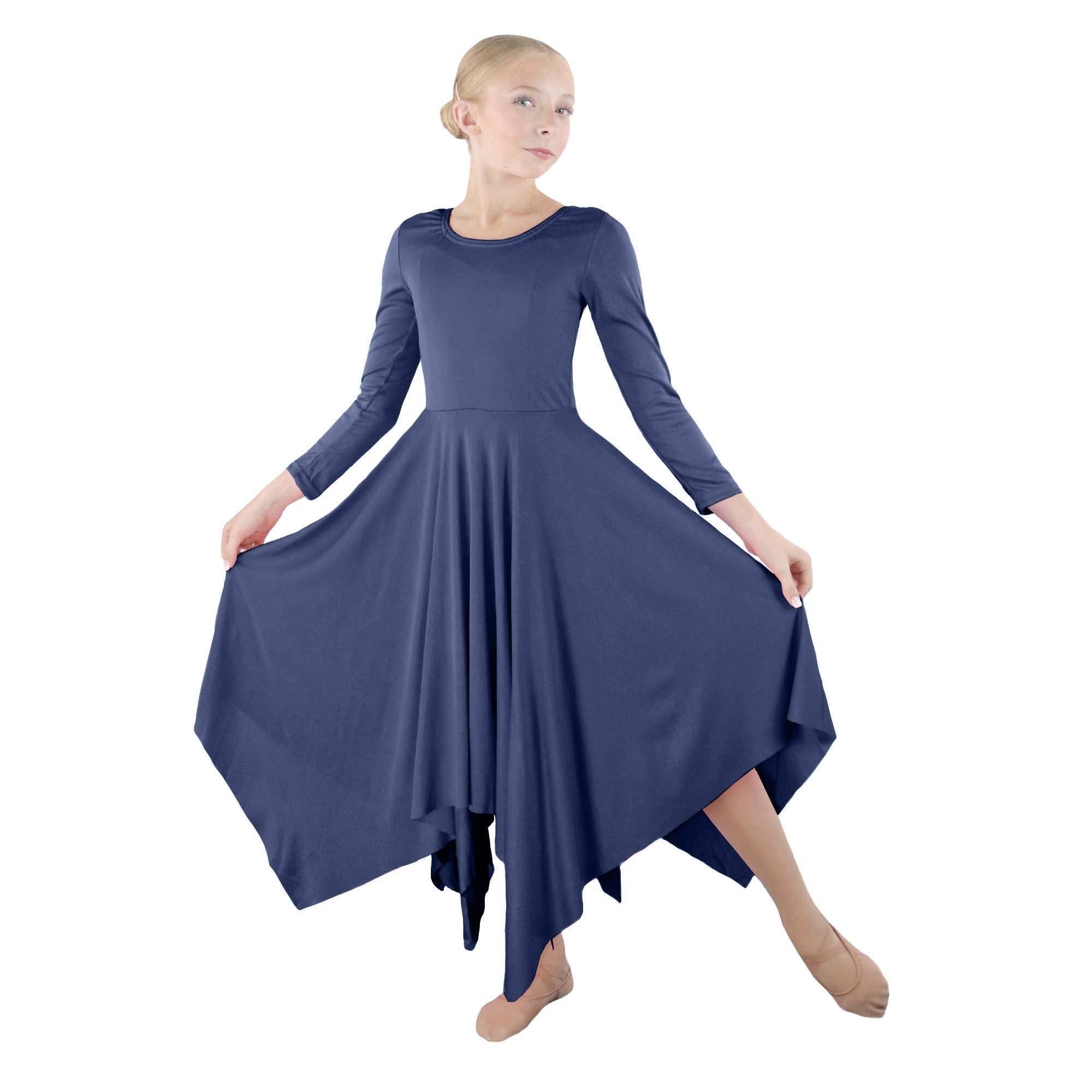 Child Irregular Hem Long Sleeve Dance Dress
