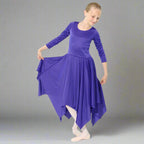 Danzcue Celebration of Spirit Long Sleeve Child Praise Dance Dress - Deep Purple