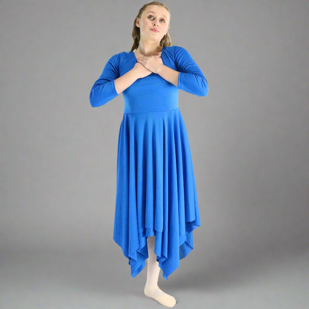 Danzcue Celebration of Spirit Long Sleeve Child Praise Dance Dress - Bright Royal