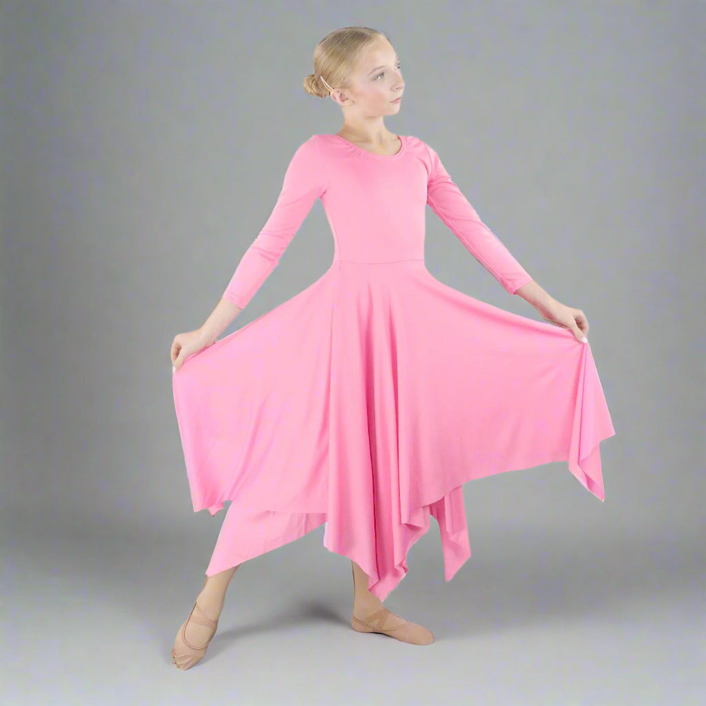 Danzcue Celebration of Spirit Long Sleeve Child Praise Dance Dress - Pink