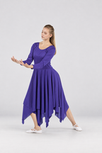 Irregular Hem Long Sleeve Dance Dress