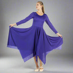 Danzcue Celebration of Spirit Long Sleeve Praise Dance Dress - Deep Purple