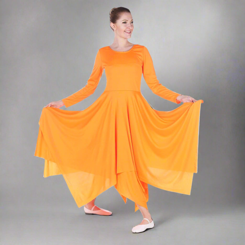 Irregular Hem Long Sleeve Dance Dress