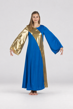 Asymmetry Gold Bell Sleeve Dance Dress