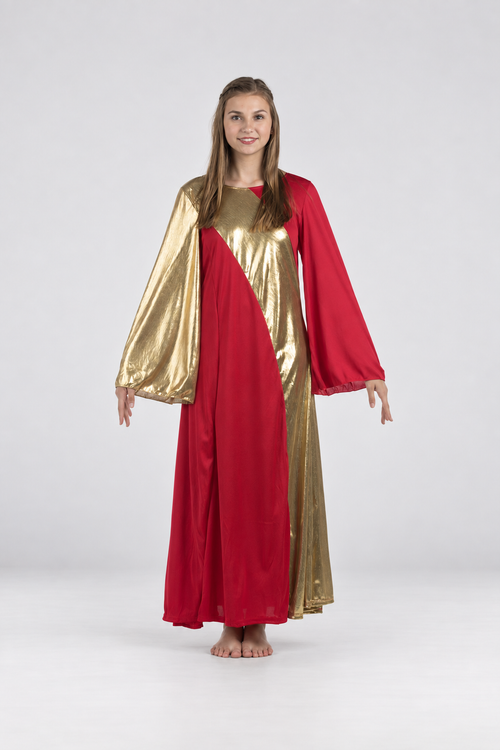 Asymmetry Gold Bell Sleeve Dance Dress