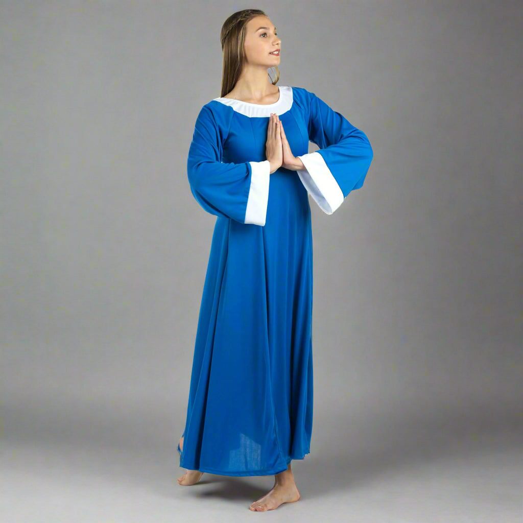 blue praise dance dress Adult Water Colour Empire Dance Dres Style WC5190