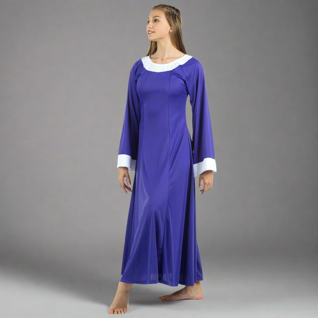 Danzcue Bell Sleeve Praise Dance Dress - Deep Purple
