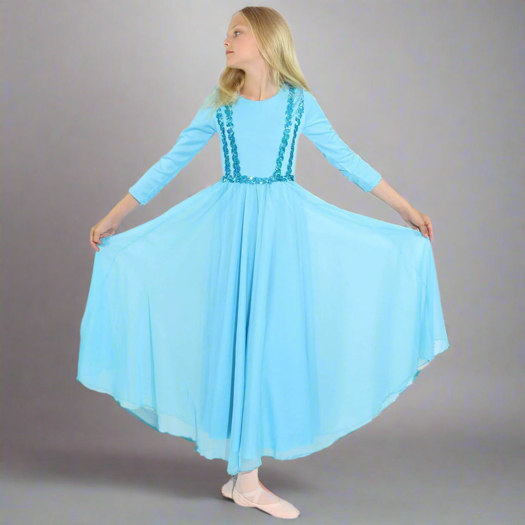 Danzcue Child Praise Dance Full Length Vivid Chiffon Dress