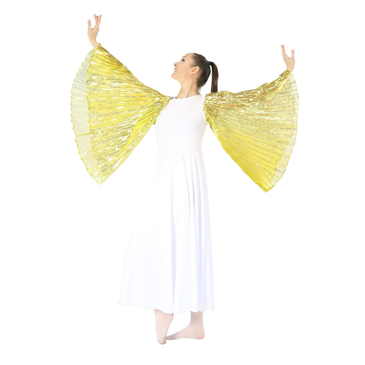 Metallic Wing Sleeve Dance Dress