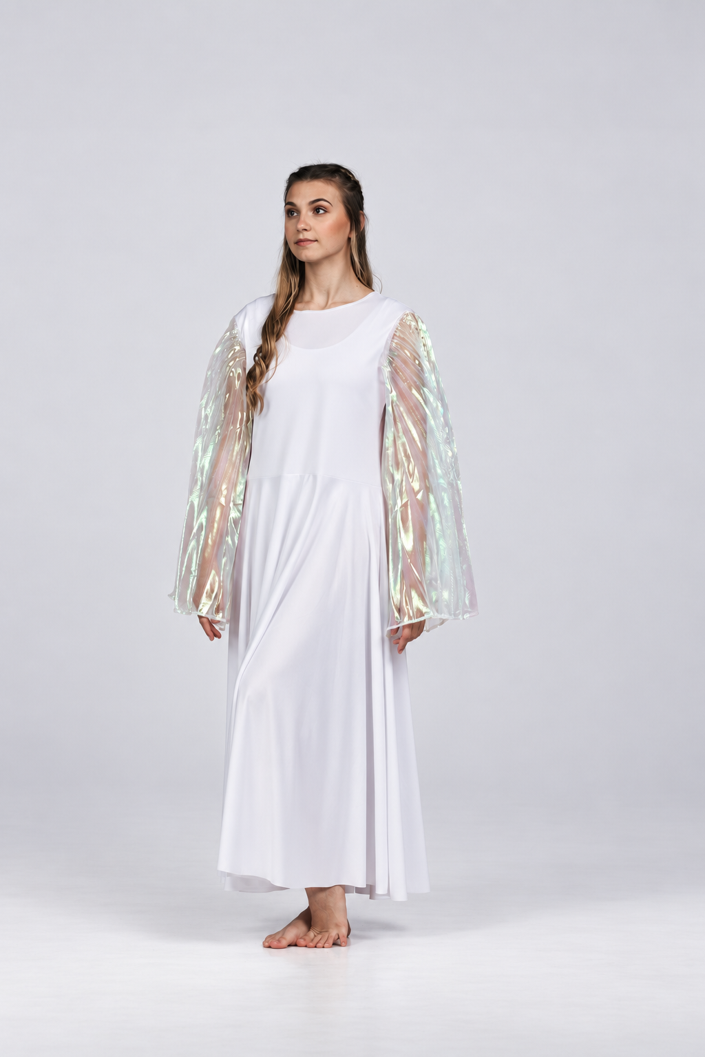 Metallic Wing Sleeve Dance Dress