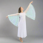 Danzcue Praise Dance Full Length Wing Sleeve Dress - White-White