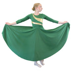 Child Diagonal Gold Stripe Long Sleeve Dance Dress