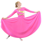 Child Diagonal Gold Stripe Long Sleeve Dance Dress
