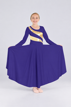 Girls' Long Sleeve Metallic Wave Praise Dance Dress