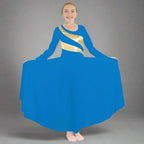 Danzcue Child Praise Dance Shimmery Parallel Long Sleeve Dress - Bright Royal-Gold