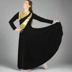 Danzcue Womens Metallic Bicolor  Praise Dance Dress - Black-Gold