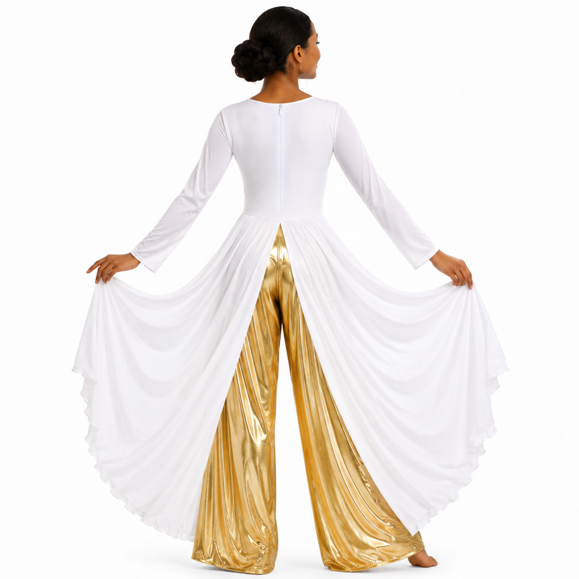 Flowing Cross Dress with Metallic Inner Layer
