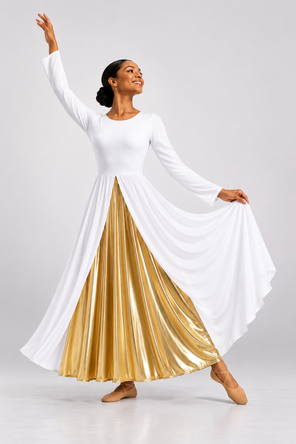 Womens Lyrical Dance Dress with Gold Accent