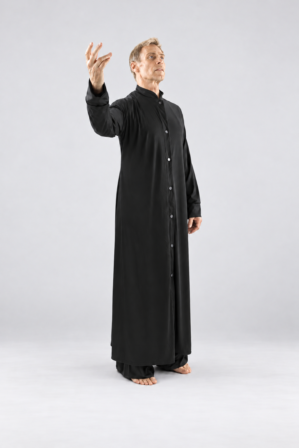 Mandarin Collar Button-Front Praise Dance Robe