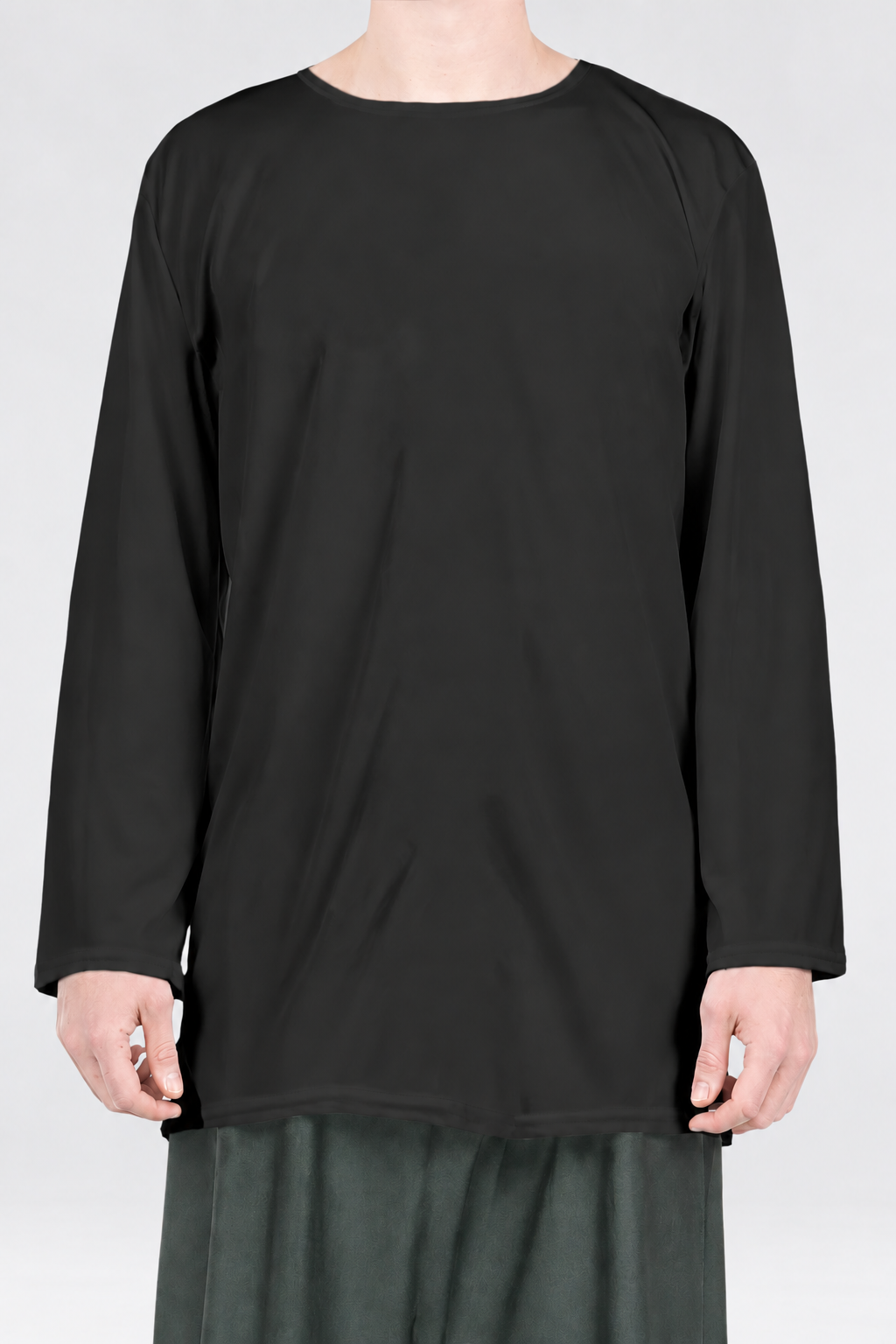 Mens Simple Crew Neck Long Sleeve Top