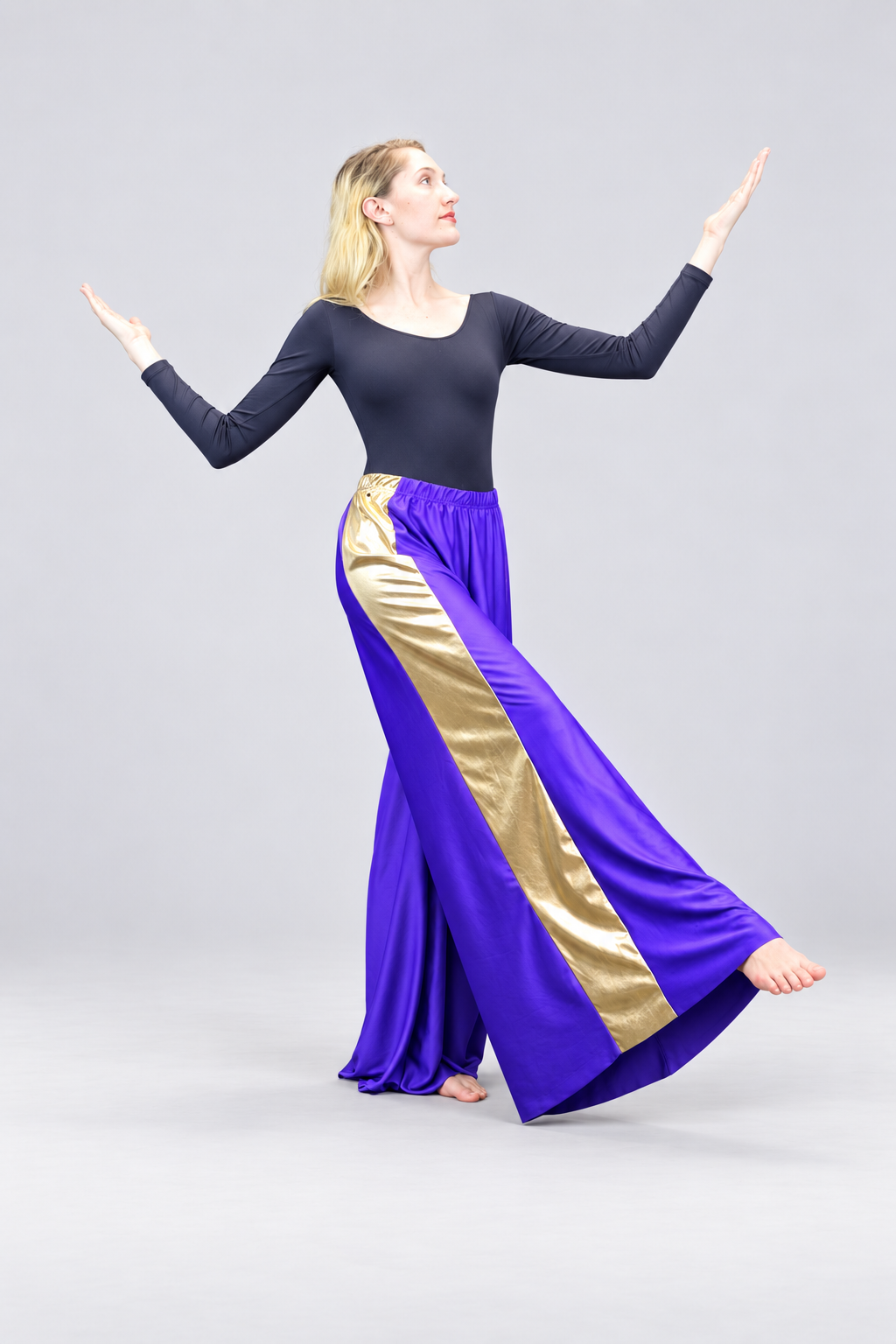 Metallic Side Panel Wide Leg Dance Pants